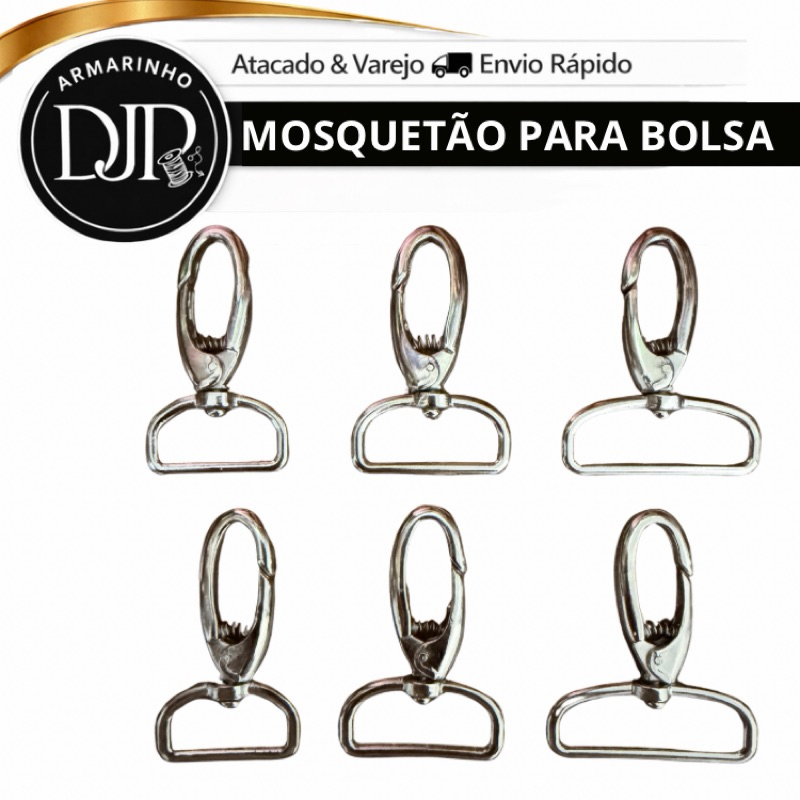 Mosquetão p/ Bolsa Metal Giratório Alta Resistência Para Alça, Mochila, Artesanato e Costura 25mm 30mm e 40mm