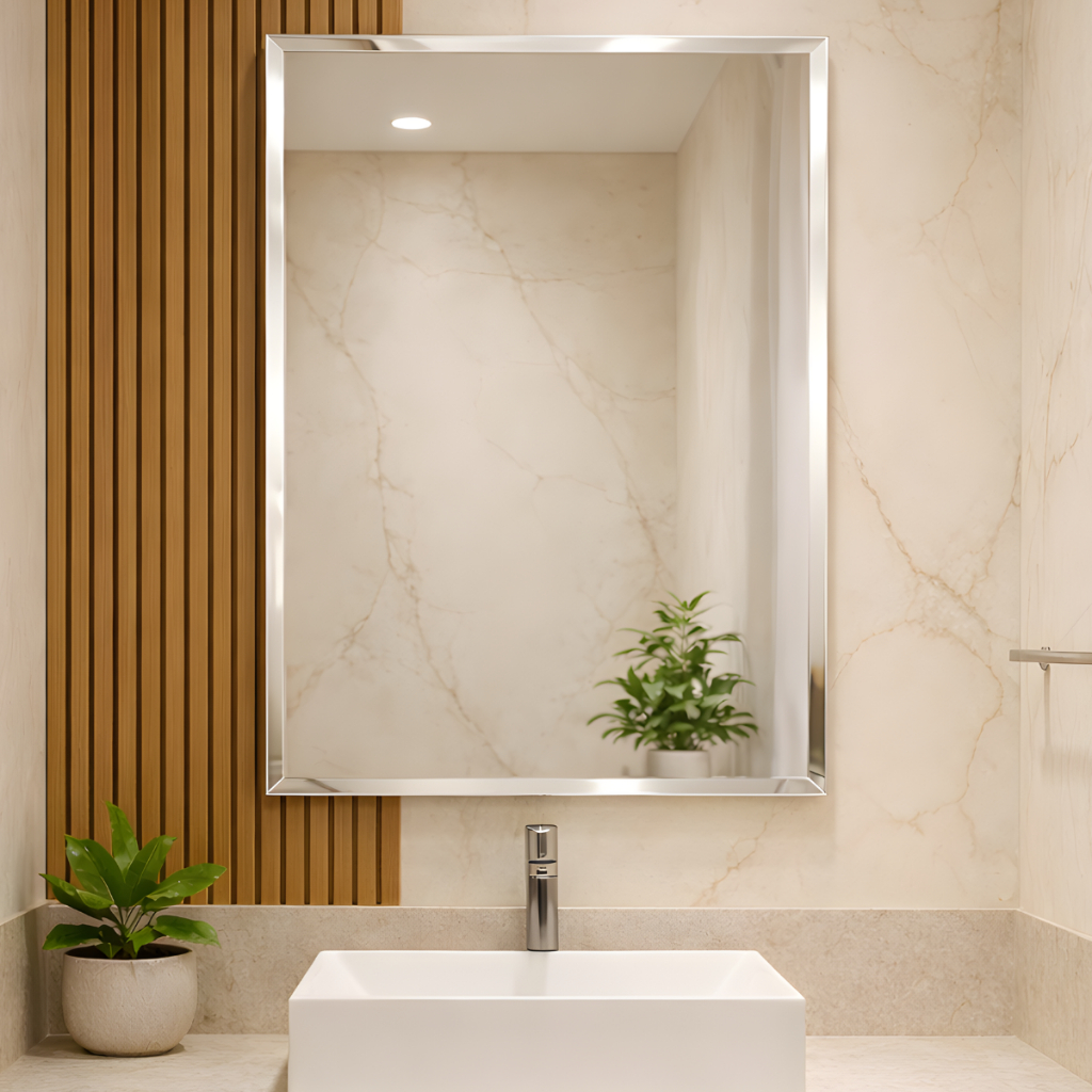 Espelho Mirano Paris 80x40cm Bisotê Grande Moderno Banheiro Lavabo Quarto Parede Decorativo Luxo