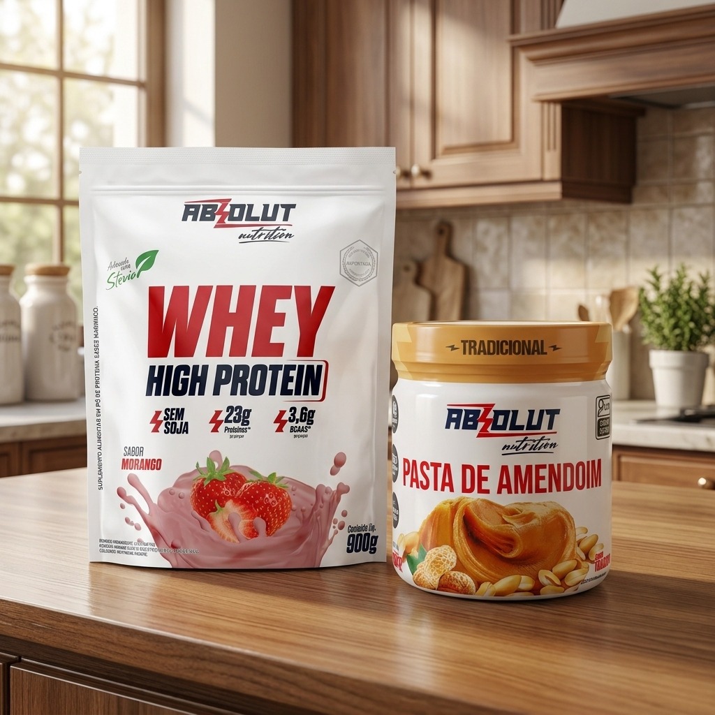 Kit Protein Whey High Protein 900g + Pasta de Amendoim 1kg - Absolut Nutrition