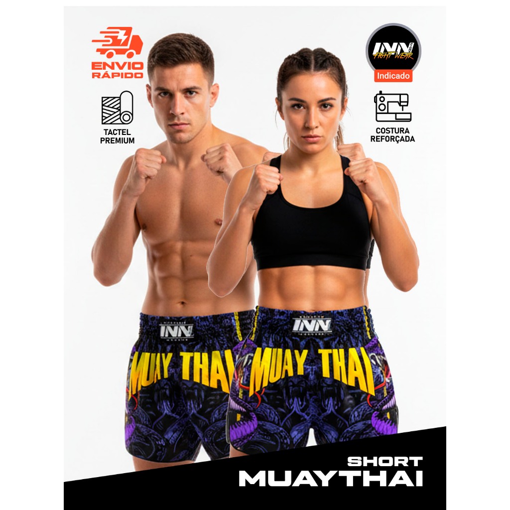 Short Muay Thai Boxing Tailandês Champion Fighter Python Unissex