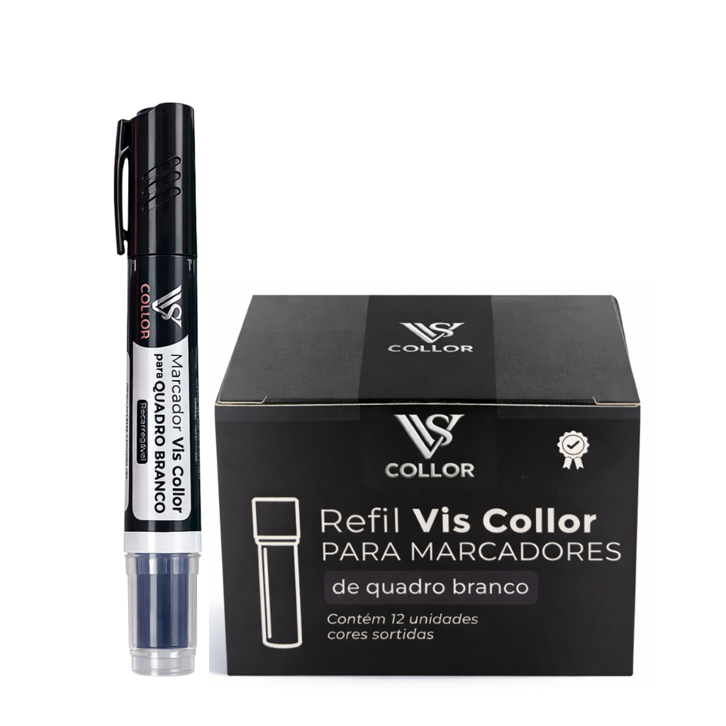 Recarga Para Pincel De Quadro Branco Lousa Caixa 12uni + Pincel -Não Mancha