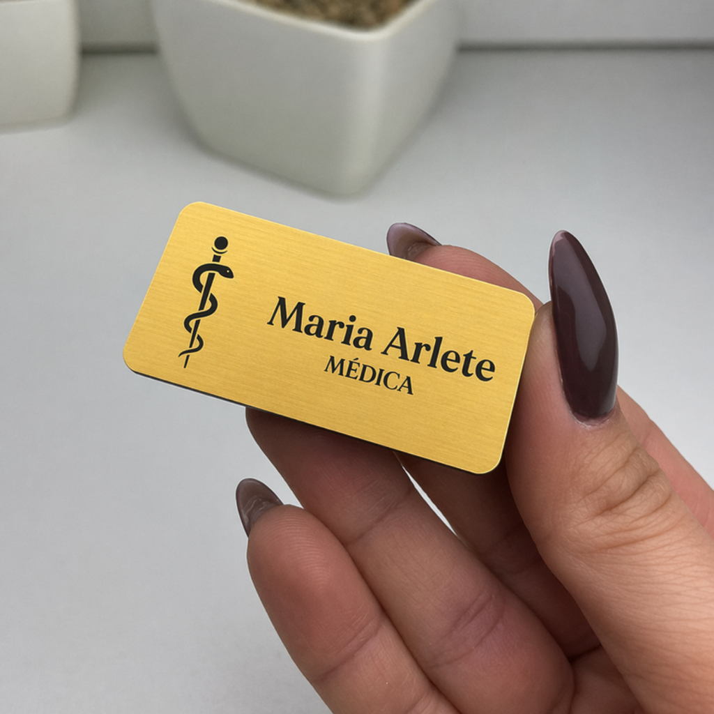 Botton Broche Magnético Personalizado Espelhado Acrilico Luxo Sua Logo Nome Profissão