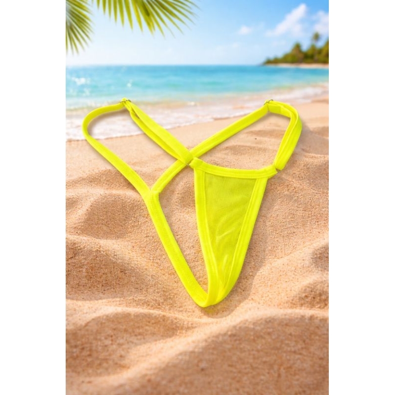Super Micro Calcinha V-String Transparente Sem Forro Tina Kari