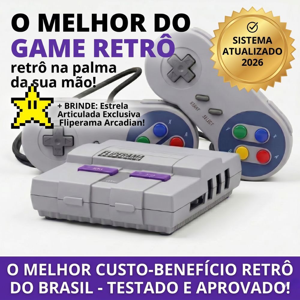 Game Super Nintendo Console Retro  2 Controles Todos os Jogos de Super Nintendo