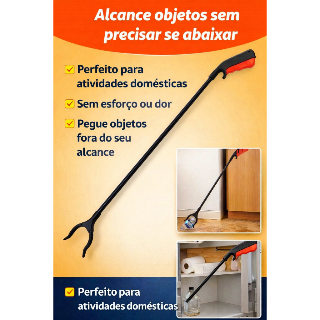 Pegador De Objetos Garra Mão Mecânica para Idoso Pinça Forte Extensora