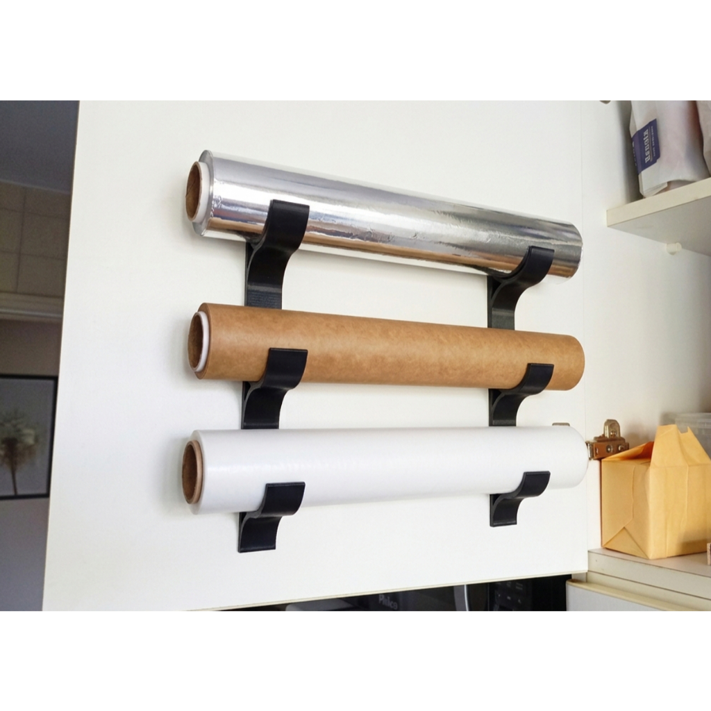 Suporte Adesivo Organizador de Cozinha para Papel Alumínio Filme PVC Papel Manteiga - Kit 2 Peças