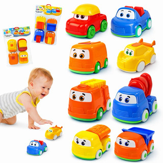 Kit 8 ou 4 Carrinhos Educativos Infantil Didáticos Tiny Cars E Caminhões Construtores Estimula Bebê