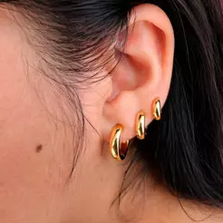 3 Pares de Brincos Argolinhas em Aço Inox Durável Antialérgico Dourado ou Prata 8MM,10MM,12MM