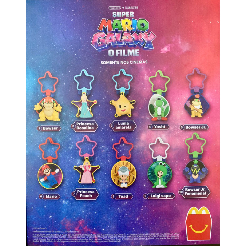 Personagem Super Mario Galaxy O Filme Coleção Mc Donalds 2026 Lacrados (Escolha seu Personagem)