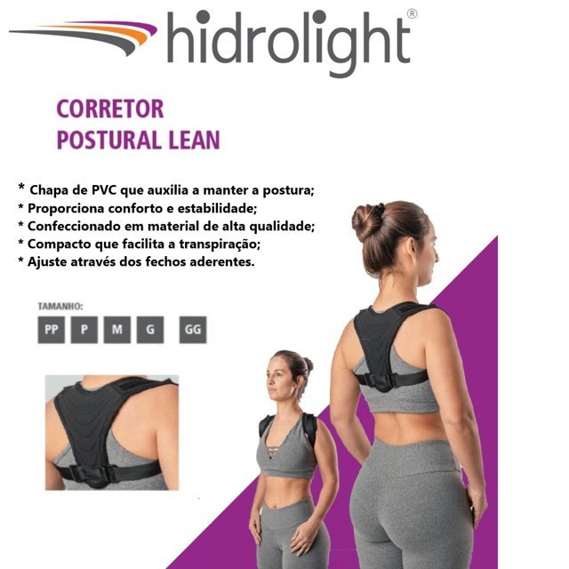 Corretor Postural Lean Hidrolight Invisível Sob Roupa Costas Alinhador
