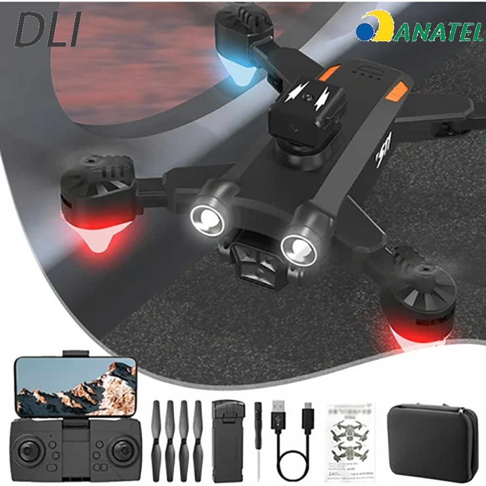 DLI Drone Obstáculos Dupla Câmera Aérea 4K Dobrável Controle Remoto Brinquedos Com Luz