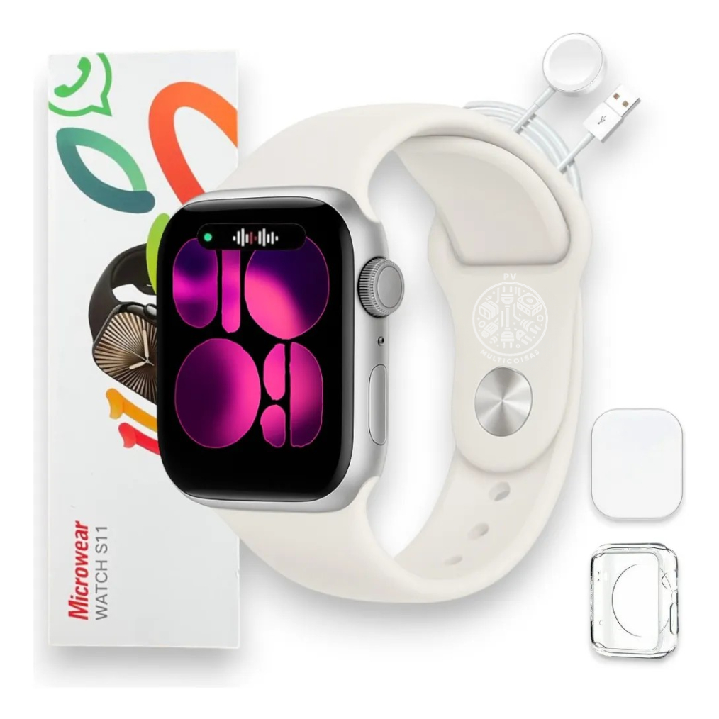 Smartwatch S11 Microwear Série 11 — Pulseira Oceano Esportiva — GPS, NFC, ChatGPT — Original 2026