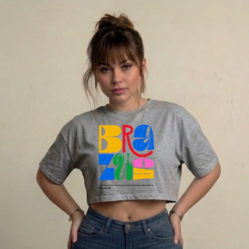 Cropped Oversized Feminino Camiseta Tshirt Blusa Soltinha Estampa Tropical Verão Moda Gringa Estilosa Qualidade Premium