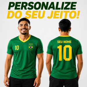 Camiseta Brasil Personalizada  Nome Número Qualidade Premium Não Desbota
