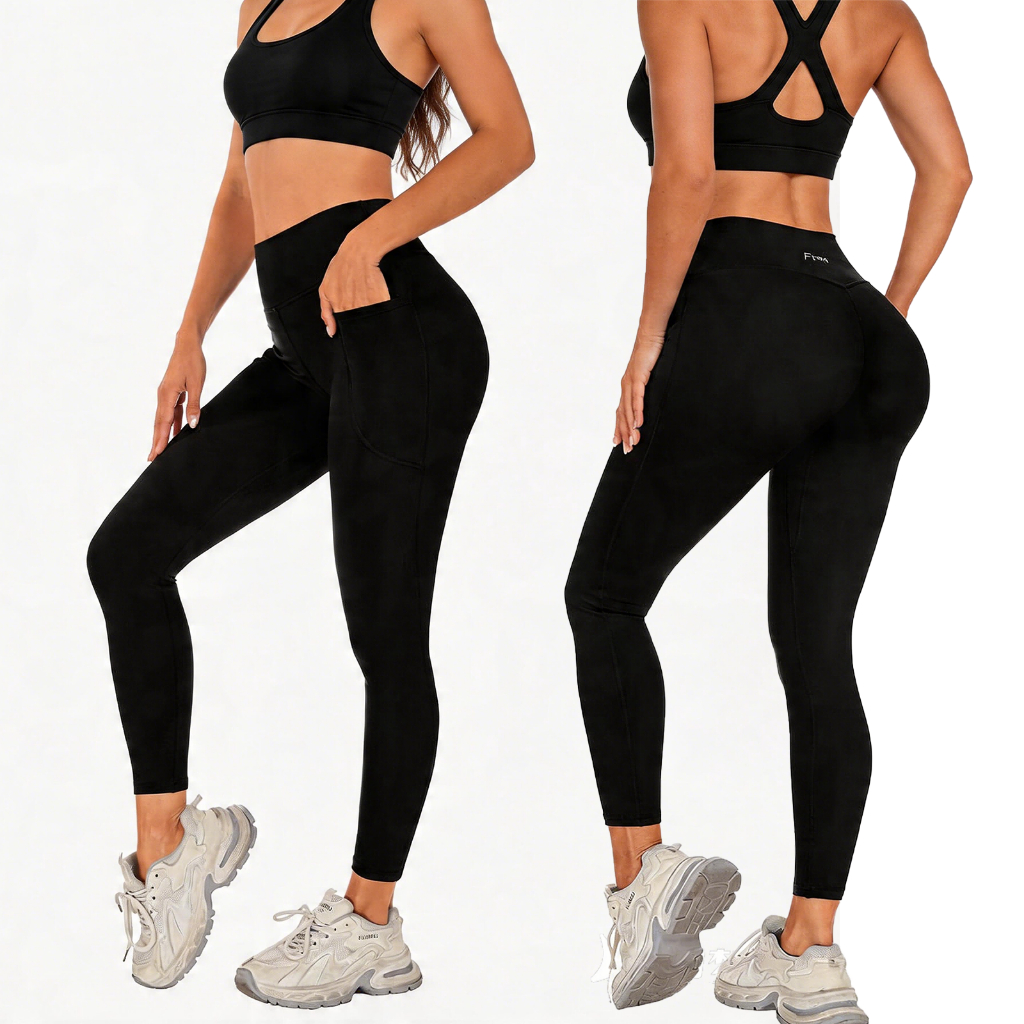 Calça Legging Feminina Cintura Alta Empina Bumbum com Bolso Academia Yoga Fitness legging respirável