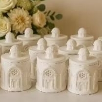 Kir 10/20/30 Potes igrejinha em gesso para lembrancinhas / velas / Porta objetos