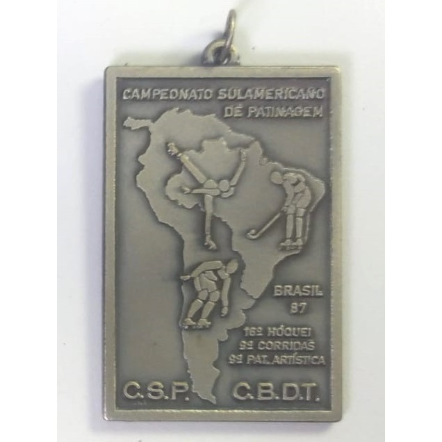 Antiga medalha referente ao Campeonato Sul-Americano de Patinação de 1987 - Diferentes modalidades