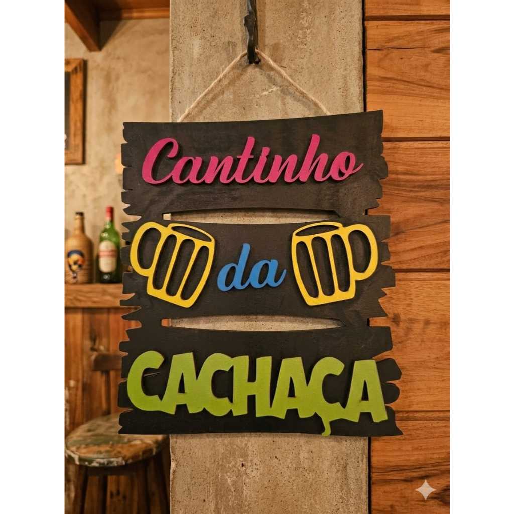 Plaquinha Cantinho da Cachaça Barzinho Decoração MDF Área Gourmet