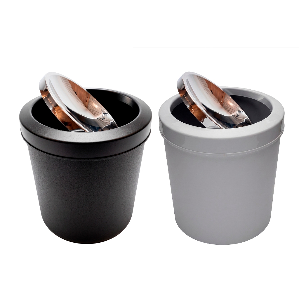 Cesto de Lixo com Tampa Aço Inox Basculante 5 Litros Preto 5 Litros para Banheir