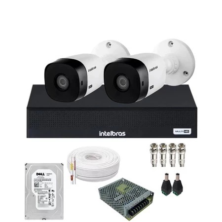 Kit 2 Câmeras Intelbras Dvr Mhdx 1104 Com Hd Completo Cftv