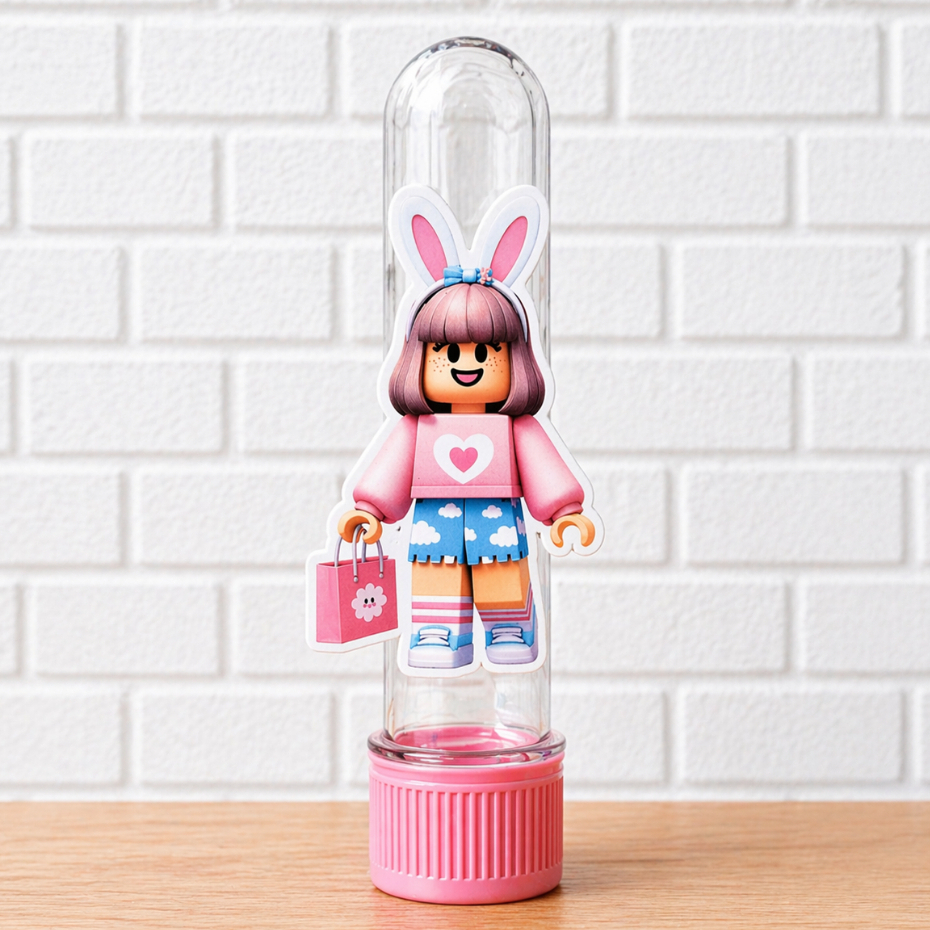 Aplique para Tubete Roblox Menina | Decoração Festa Infantil Personalizada | Topper Tubete Tema Roblox Rosa