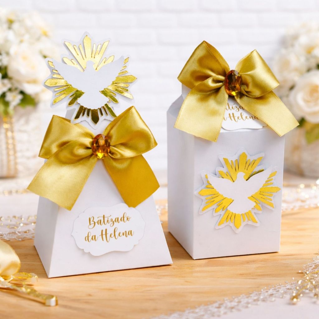 Kit Caixinhas Personalizadas Batizado Luxo PEGUE E MONTE| Lembrancinhas Personalizadas Batismo e Crisma
