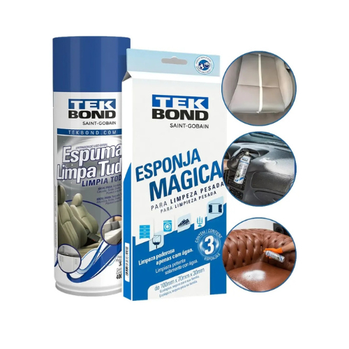 Kit Espuma Limpa Tudo E Esponja Magica Estofado Couro