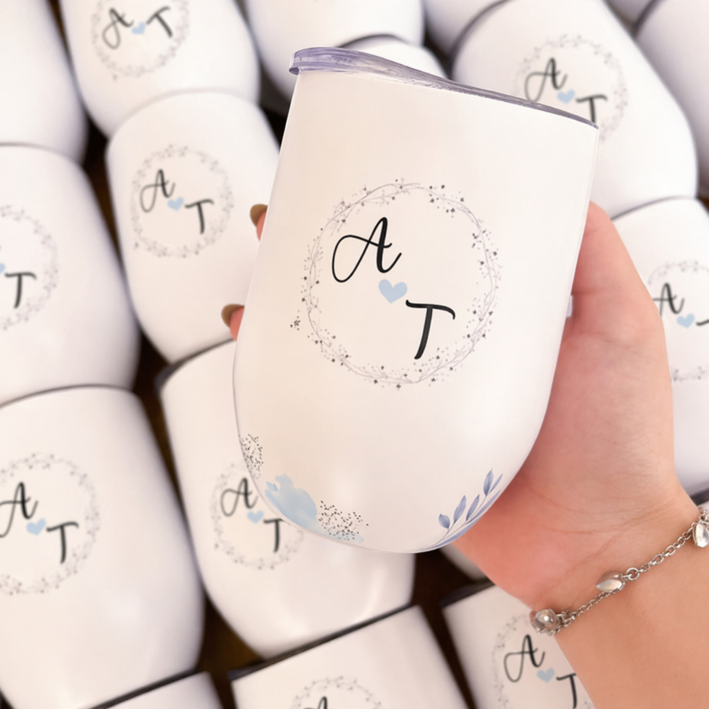 Copo Térmico Personalizado com Nome Brasão | Presente Luxo para Padrinhos de Casamento