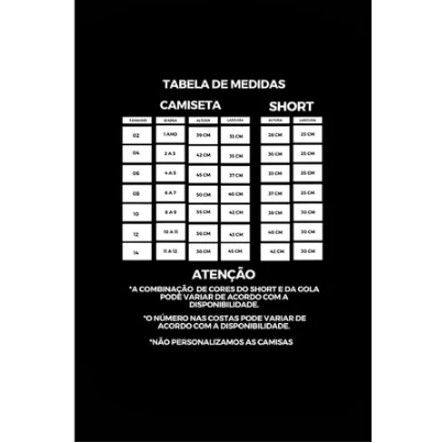 Conjuntos Infantil Times Internacionais 4 ao 14
