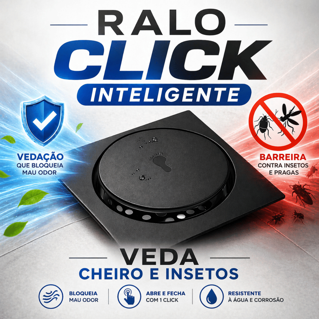 Ralo Click Inteligente Inox Anti Odor 10x10 15x15 Banheiro Lavabo Veda Cheiro e Insetos Ralo Click Preto Prata Cromado