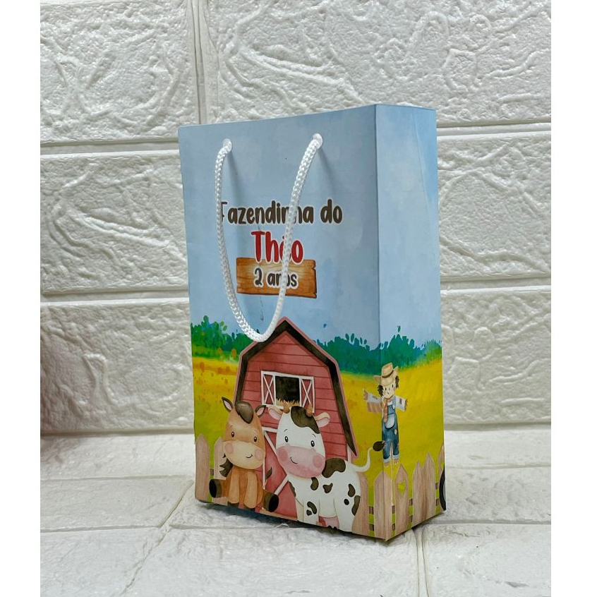 Sacolinha Personalizada P Fazendinha Vermelha PEGUE E MONTE | Aniversário - Lembrancinhas - Mimos