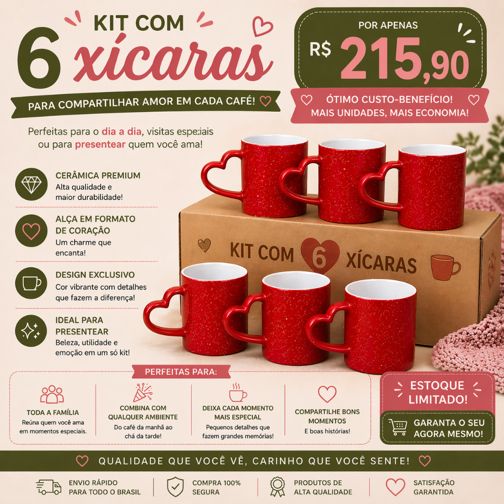 Kit 6 Canecas Mágicas | Xícara Térmica muda de cor com Calor | Caneca 325ml - kit caneca mágica