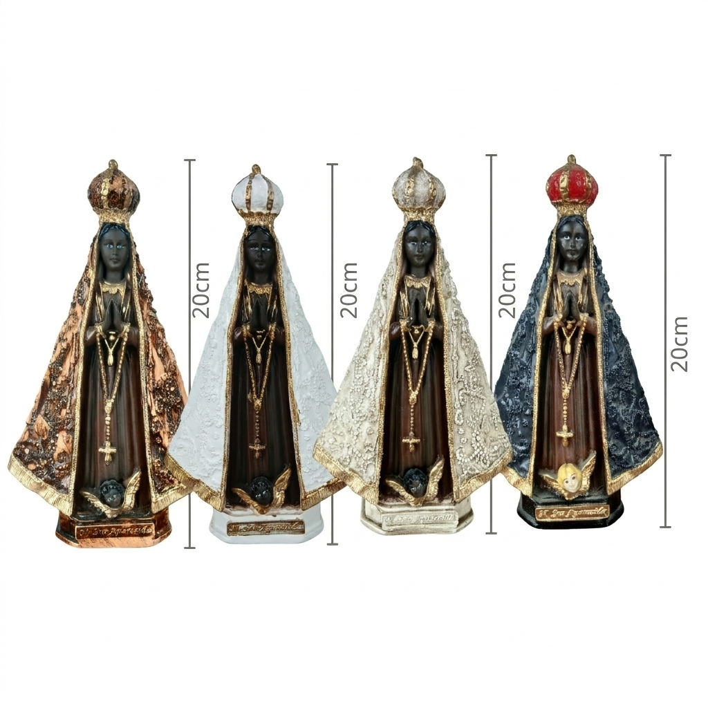 Nossa Senhora Aparecida Italiana 20cm Gesso Estátua Religiosa Católica Decoração Altar Fé Presente Casa