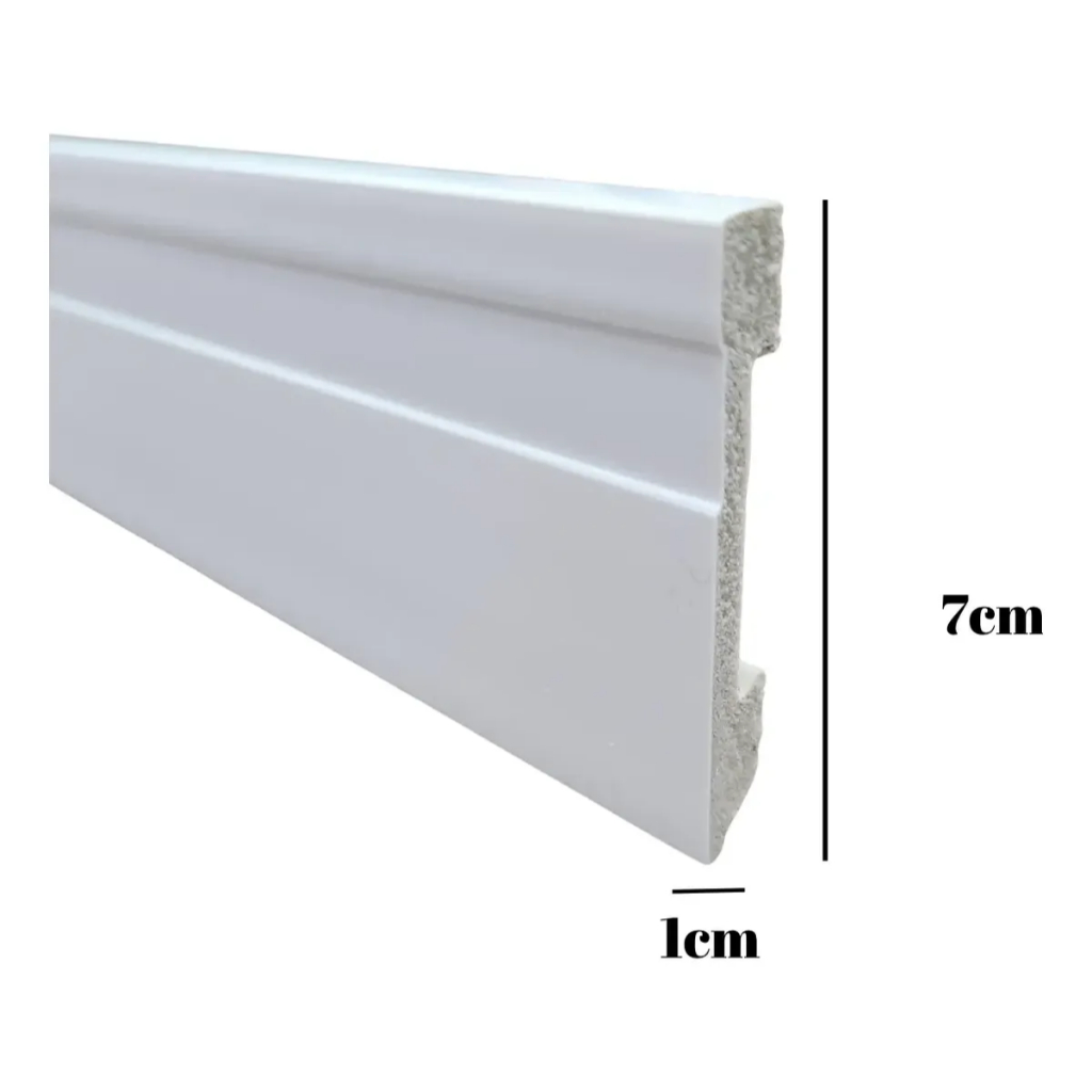 Rodapé De Poliestireno Frisado 70x10x1000mm (1mt)