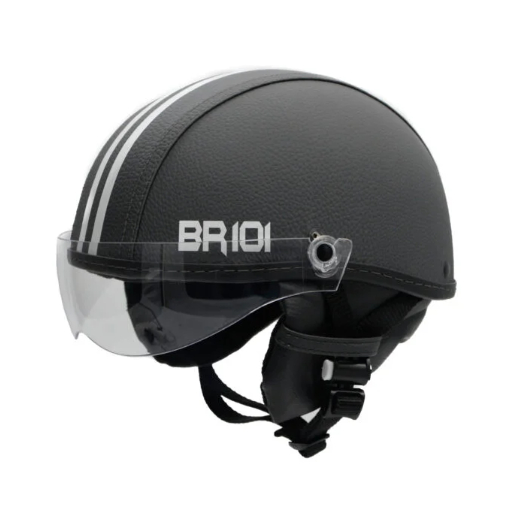 Capacete Coquinho Scooter Bike Moto Elétrica Br101 Vision Cristal Preto