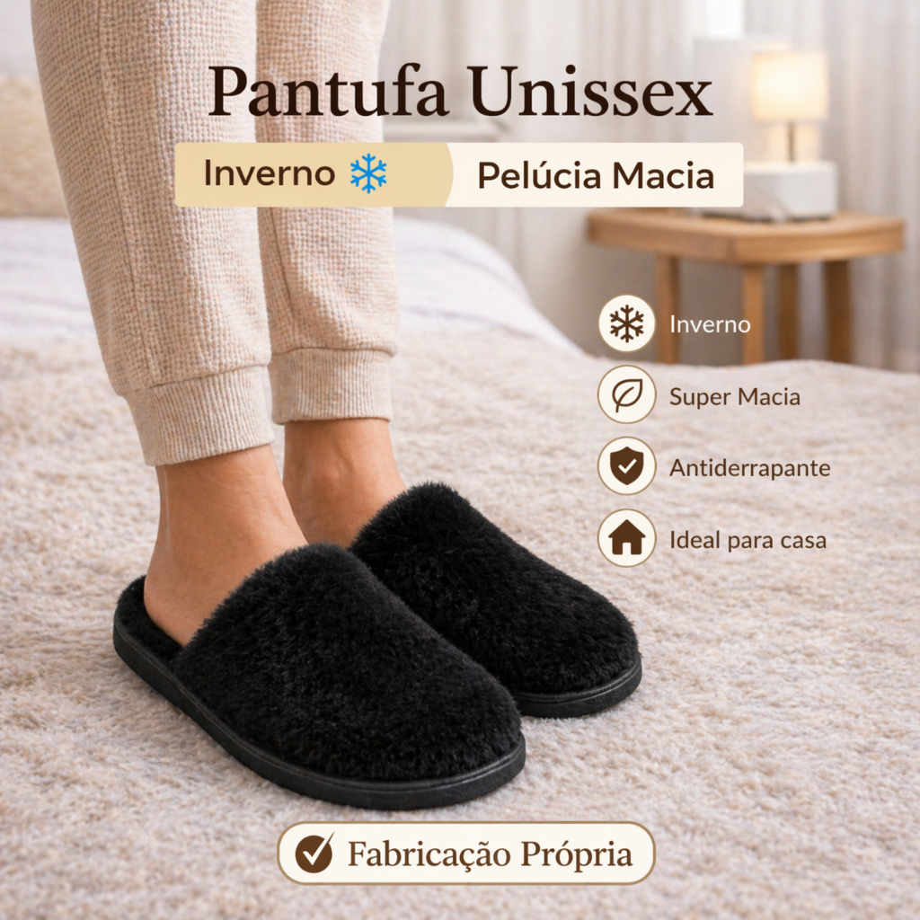 Pantufa Feminina Masculina Unissex Inverno Pelúcia Macia Super Confortável Quentinha Antiderrapante