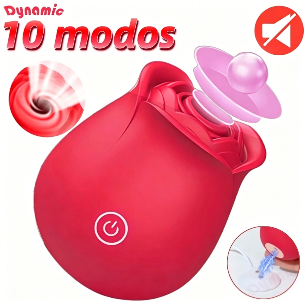 Vibrador Sugador de Clitóris para Casal Recarregável 7 Modos Silicone Formato Rosa