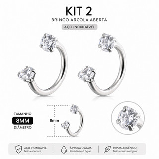1UN/Kit 2/4 Piercing para Tragus/Lábio/ Cartilagem helix brinco com 2 Zircônia