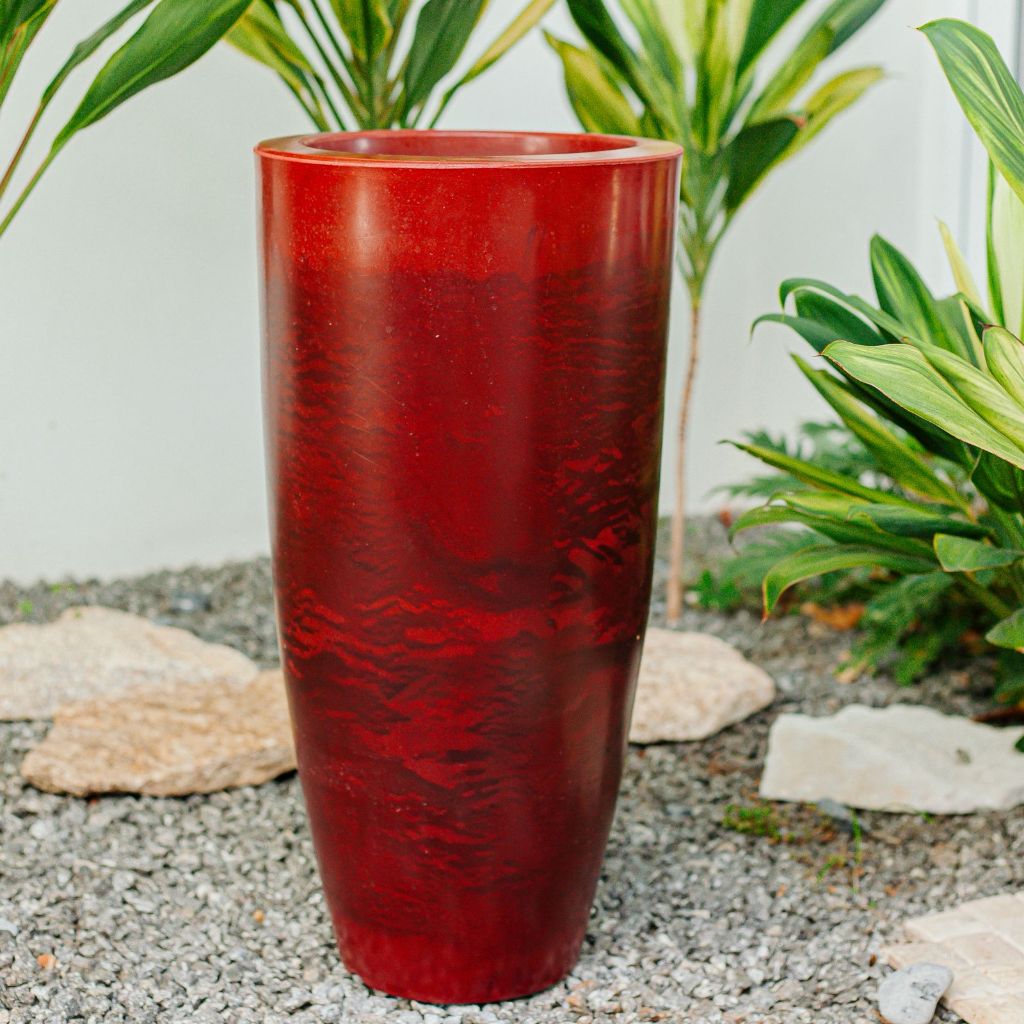 Vaso para Planta Sala Coluna Ibiza Cone M Decorativo Liso Marmorizado Luxo Resistente