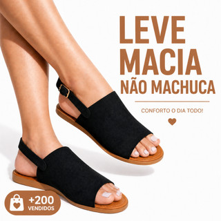 Sandália Rasteira Feminina Confortável Leve Antiderrapante Camurça Casual Dia a Dia