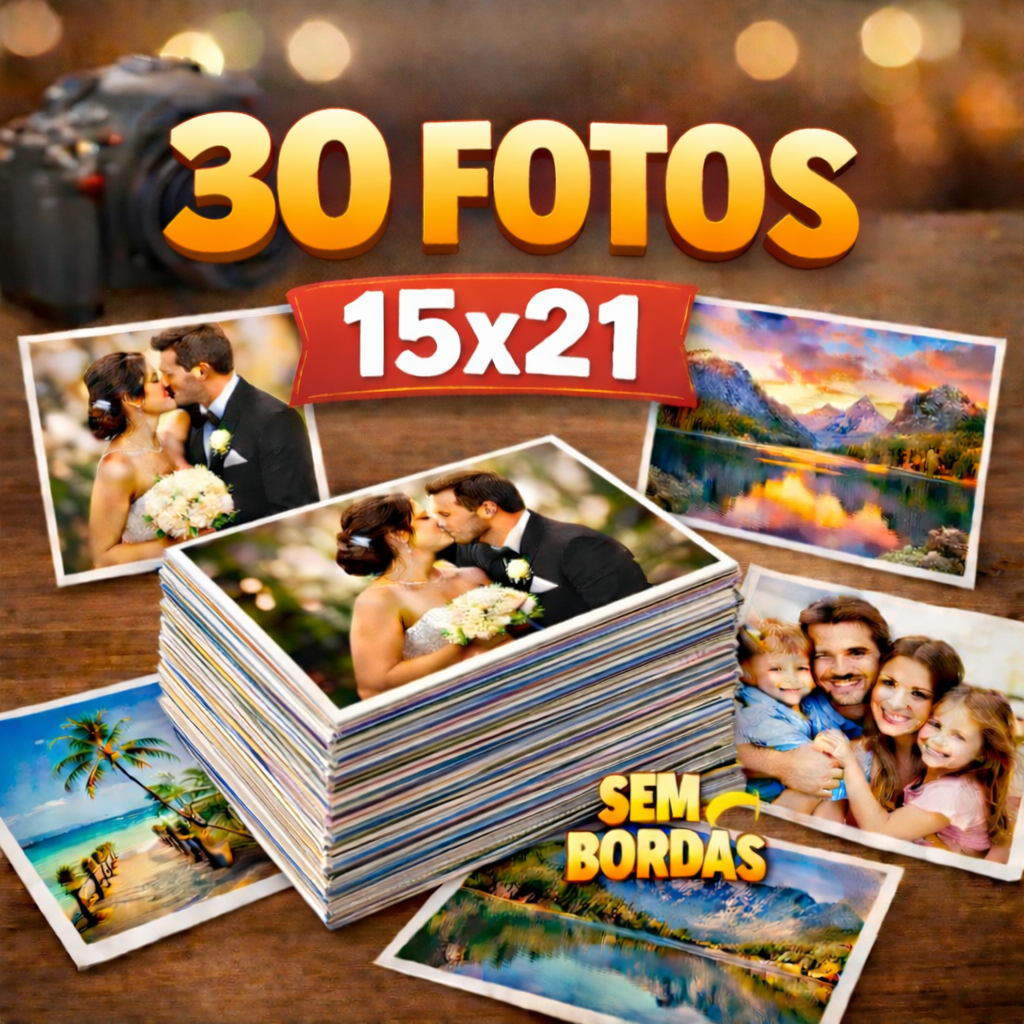 Revelação de Fotos  15x21 Reveladas Papel Fotográfico Premium Impressão Profissional  Alta Qualidade, Cores Vivas