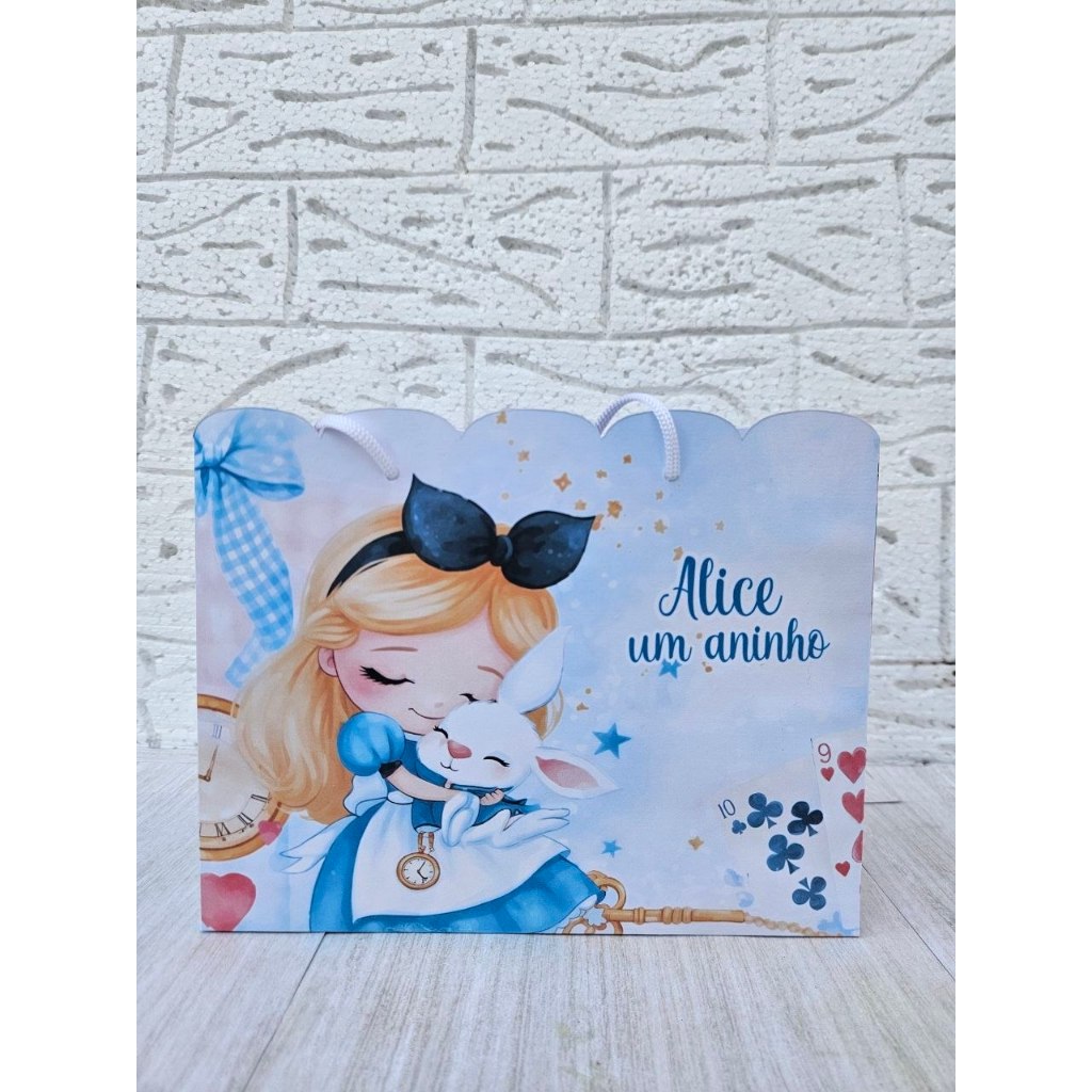 SACOLA PERSONALIZADA PEGUE E MONTE ALICE NO PAIS DAS MARAVILHAS  -PARA FESTA, ANIVERSÁRIO, LEMBRANCINHA