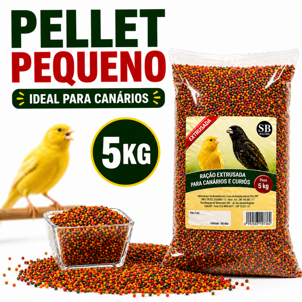 Ração Extrusada Pequena 5kg para Canário e Curió Nutrição Completa Alta Digestibilidade