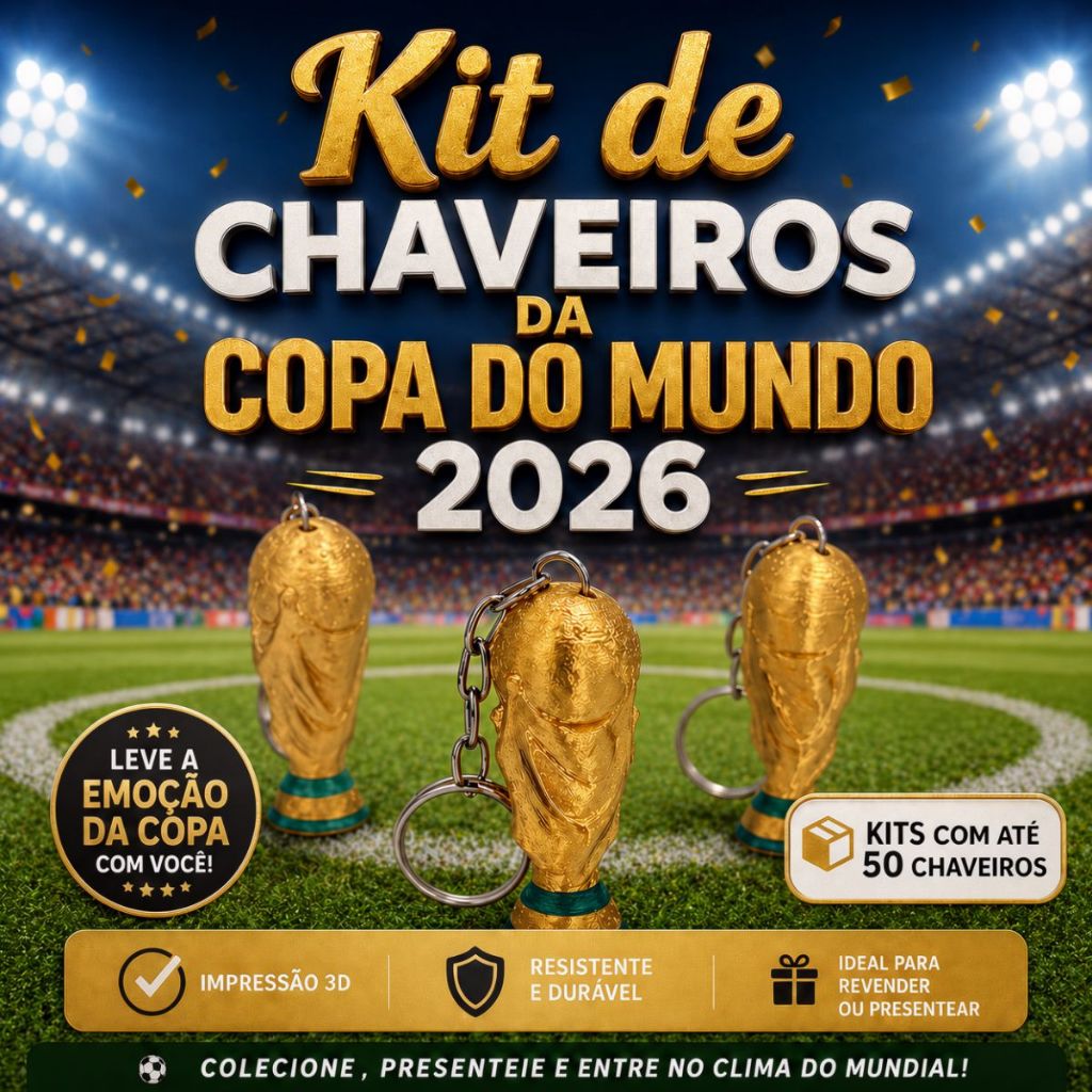 Kit de Chaveiros Troféu Copa do Mundo 2026 Lembrancinha Brinde Revenda Atacado Futebol World Cup
