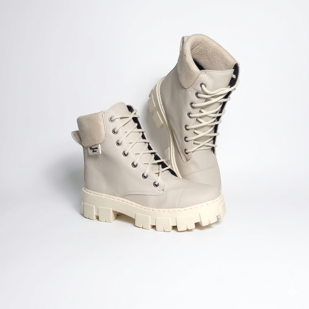 Bota Moda Femininas Coturno Feminino Luxo Cano Medio Salto Baixo Tratorado