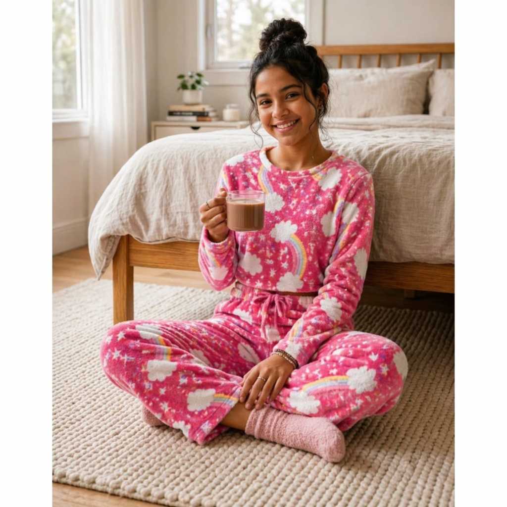 Pijama 2 Peças Infantil Estampado e Liso Confortável Inverno