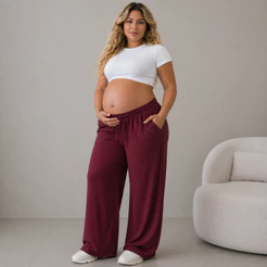 Calça Glamor Pantalona Canelada CINTURA ELASTICA PARA GRAVIDINHAS .