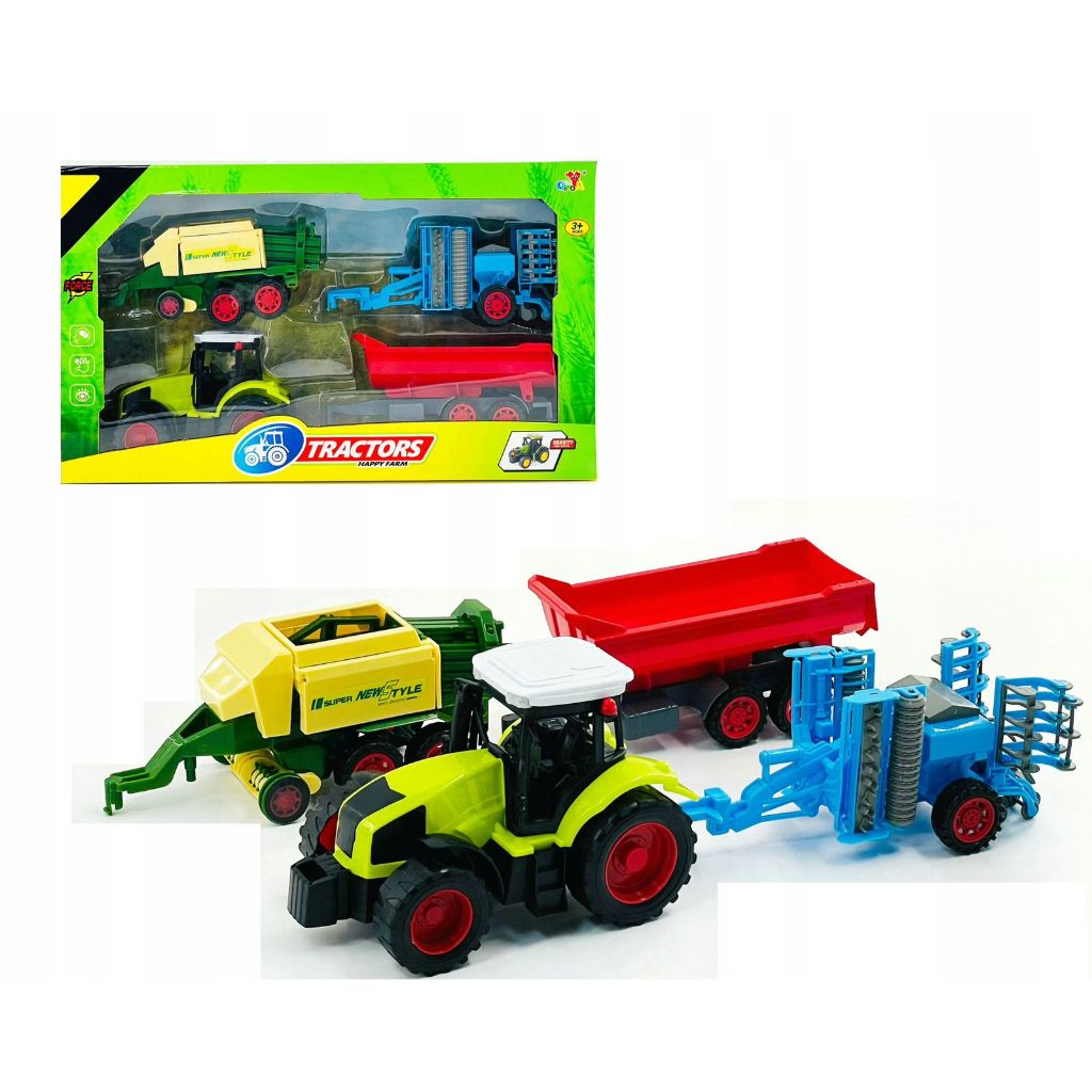Conjunto de trator - Máquinas agrícolas, reboque e semeadeira para crianças