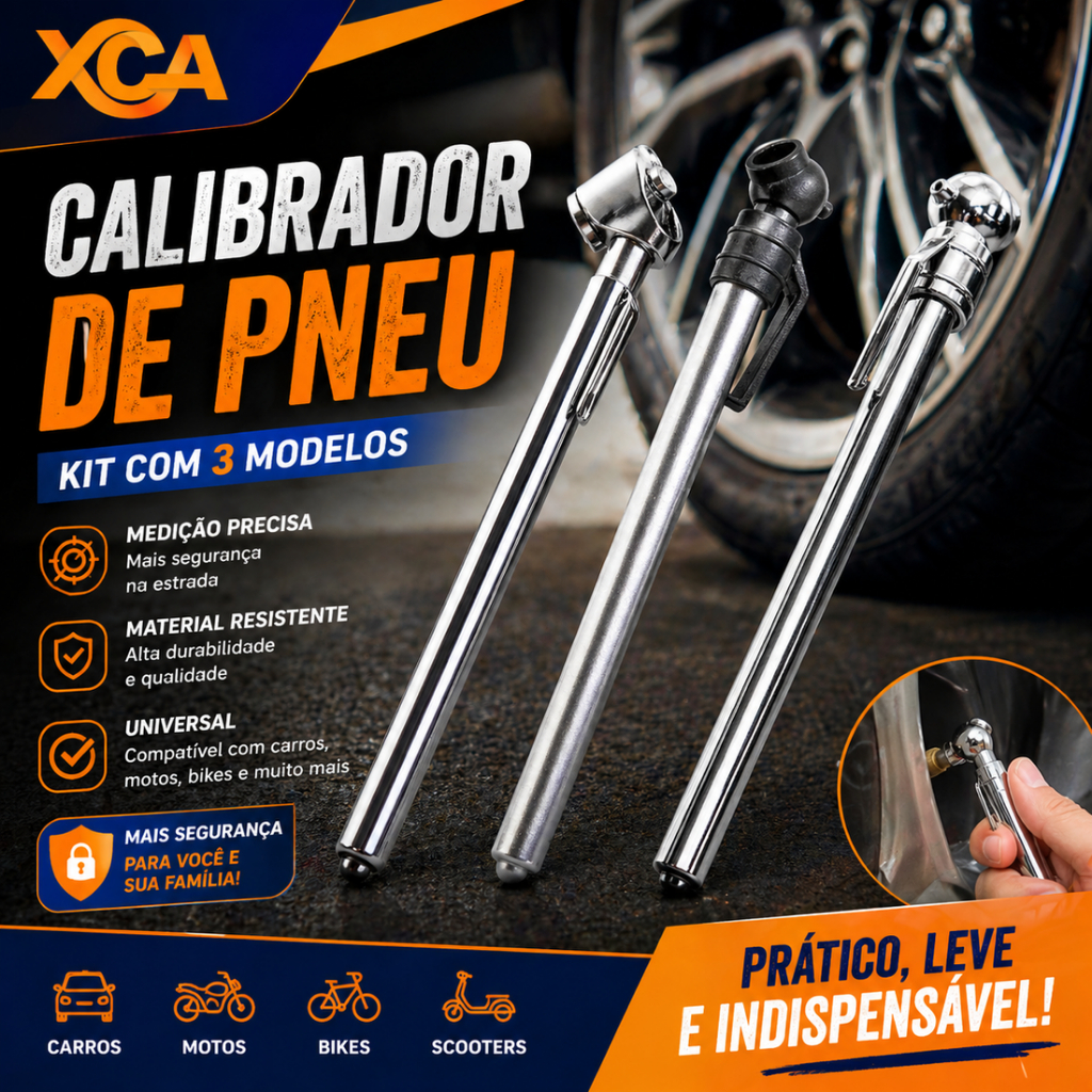 Medidor Pressão Pneus Carro Moto Calibrador Caneta Portátil 10-120 PSI