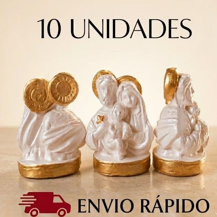 Kit 10 Sagrada Família 7cm Perolada com Dourado Lembrancinha Casamento